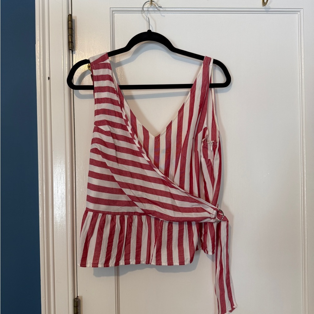 Abercrombie & Fitch Red and White Striped Blouse
